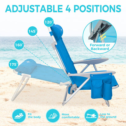 WEJOY Adjustable 4-Position Portable Reclining Beach Chair 「2024 New Color」