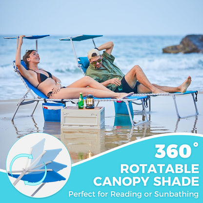 WEJOY Classic Portable Lounge Chair with Canopy Sun Shade