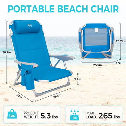 WEJOY Adjustable 4-Position Portable Reclining Beach Chair 「2024 New Color」