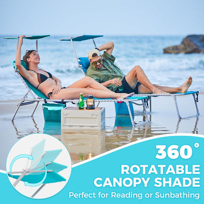 WEJOY Classic Portable Lounge Chair with Canopy Sun Shade