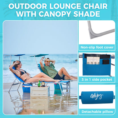 WEJOY Beach Lounge Chair with Umbrella