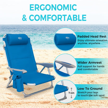 WEJOY Adjustable 4-Position Portable Reclining Beach Chair 「2024 New Color」