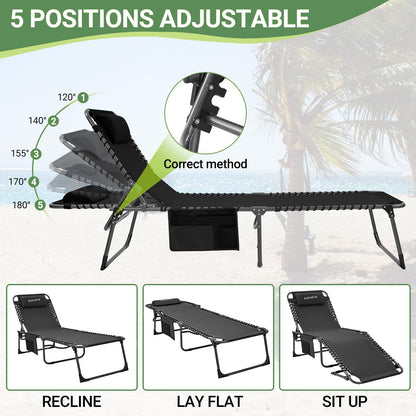 WEJOY 2 Pack Outdoor 5-Position Adjustable Patio Chaise Lounge Chair