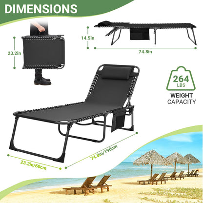 WEJOY All Season Folding Chaise Lounge Chairs With Mat