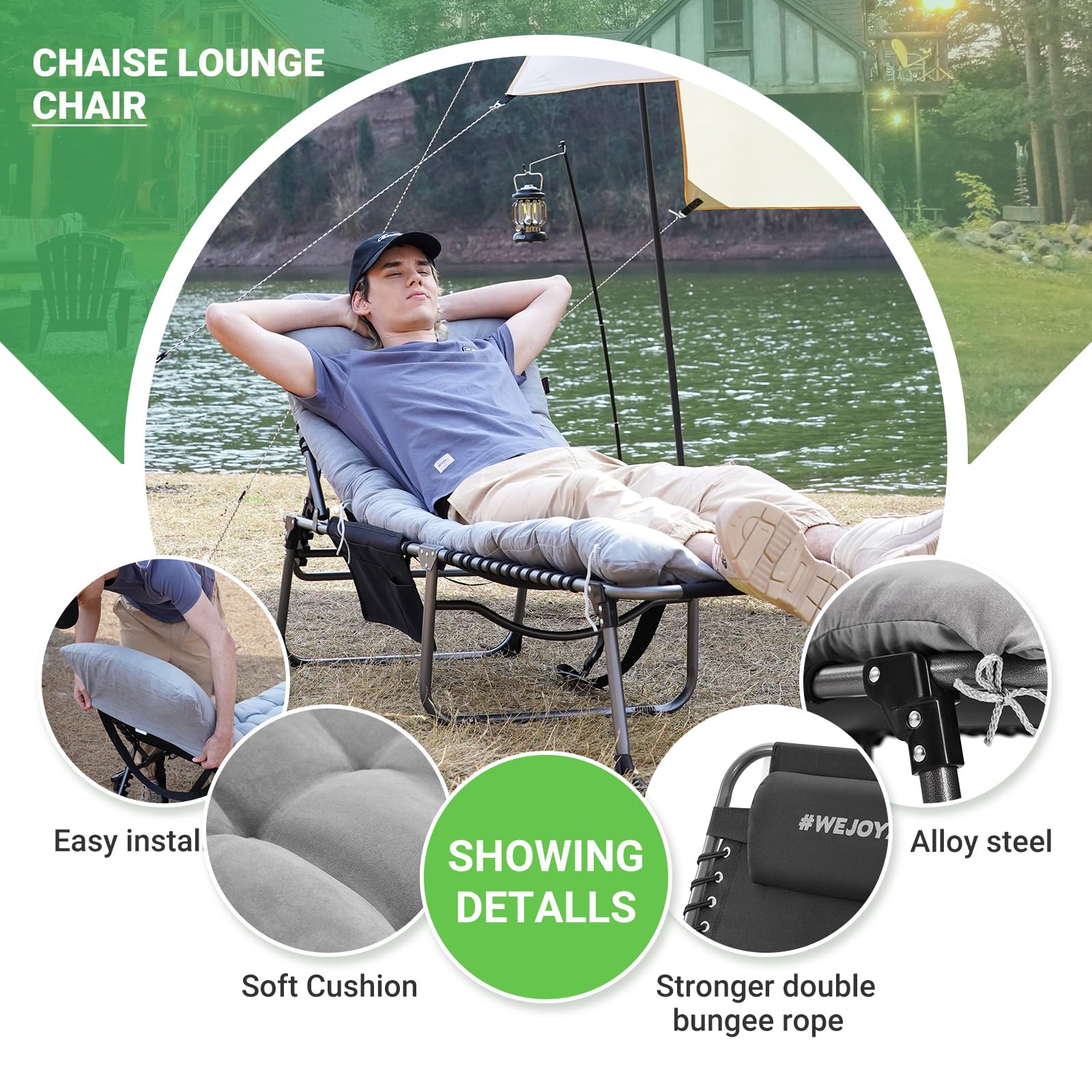 Folding web chaise lounge chair hot sale