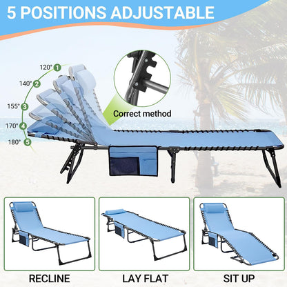 WEJOY Adjustable 4-Position Trifold Portable Outdoor Chaise Lounge Chair