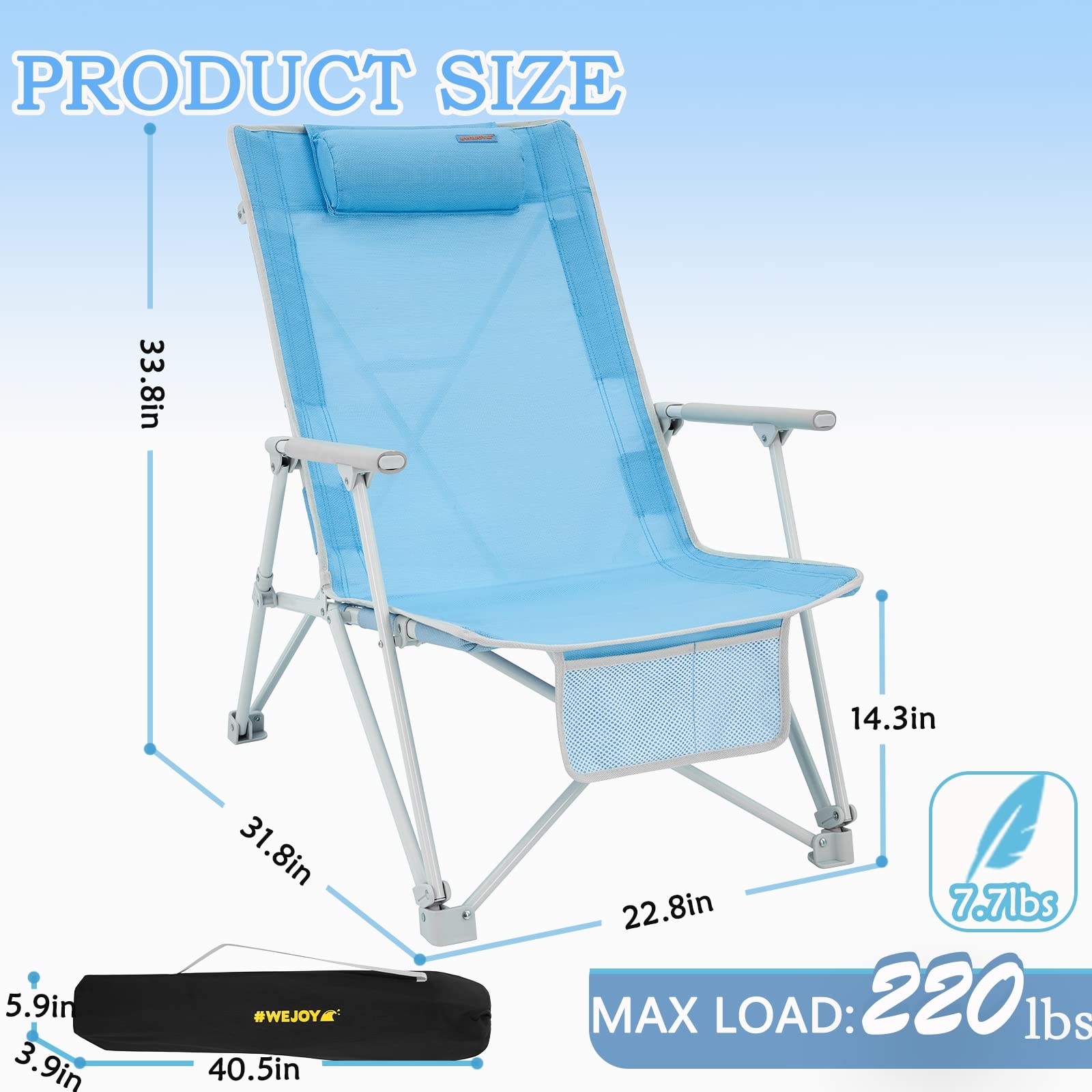 Beach discount chair size