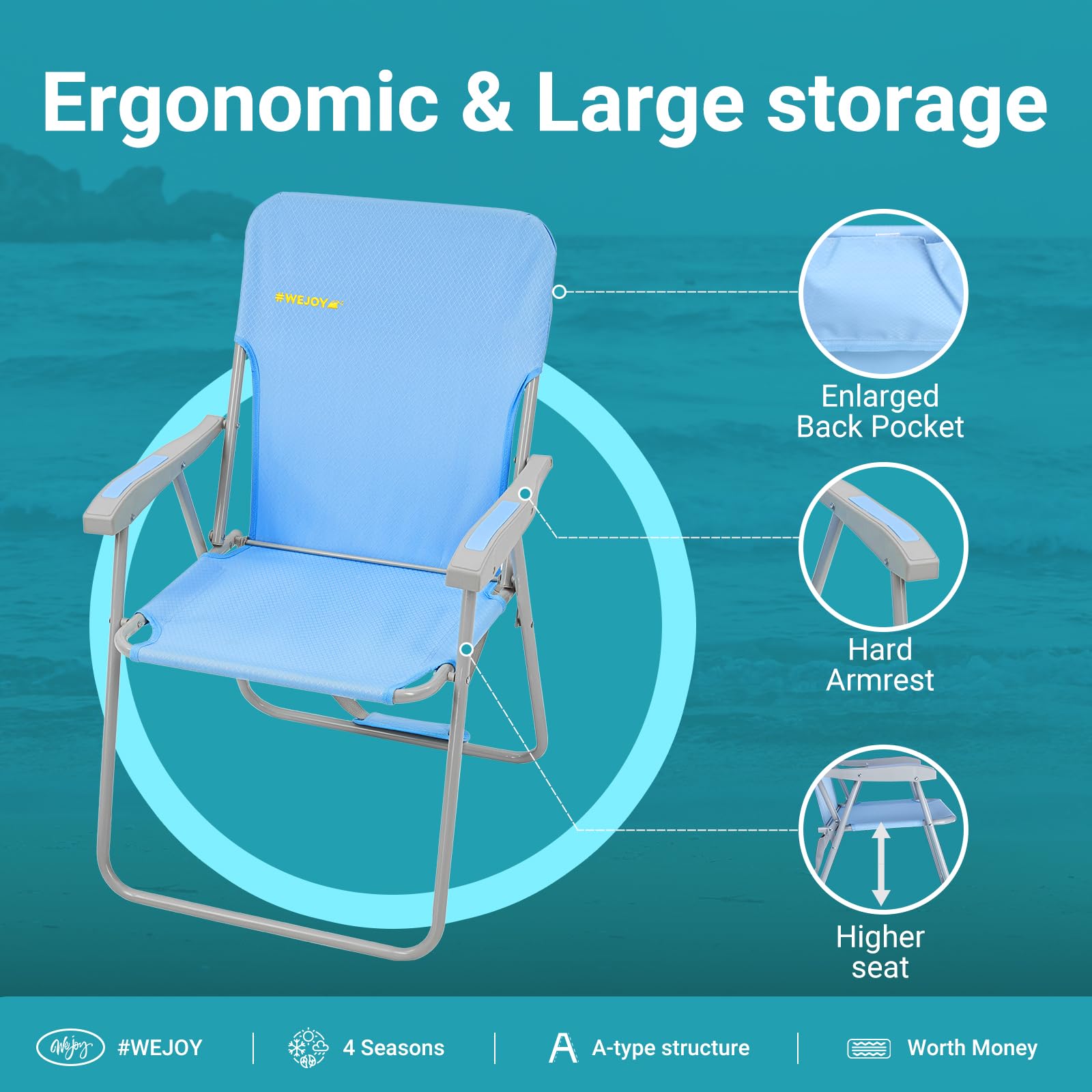 WEJOY Portable Folding High Back Lawn Beach Chair – WejoyOutdoor