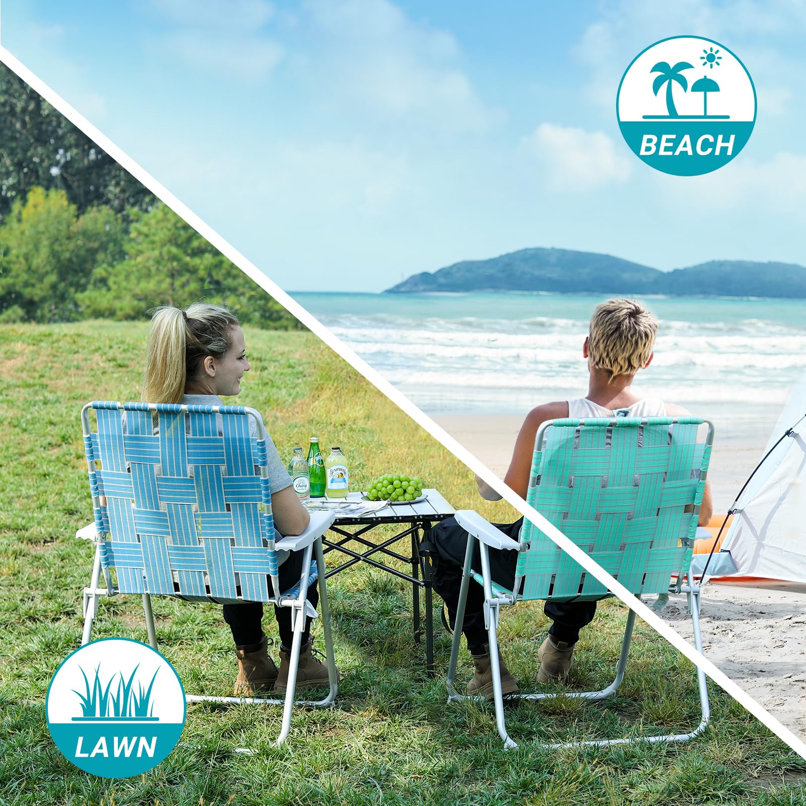 High back best sale webbed lawn chairs