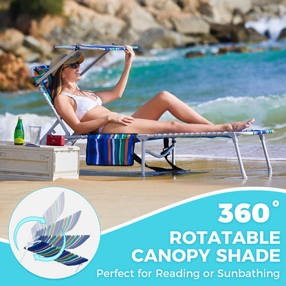 WEJOY Classic Portable Lounge Chair with Canopy Sun Shade