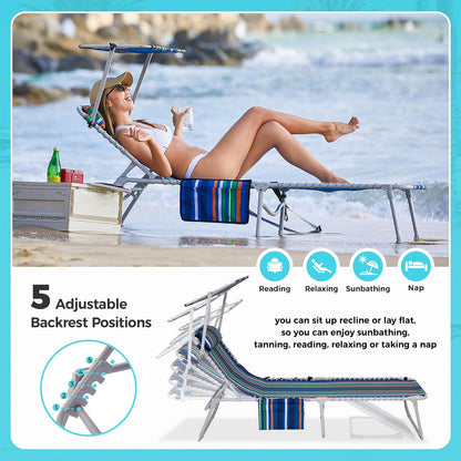 WEJOY Beach Lounge Chair with Umbrella