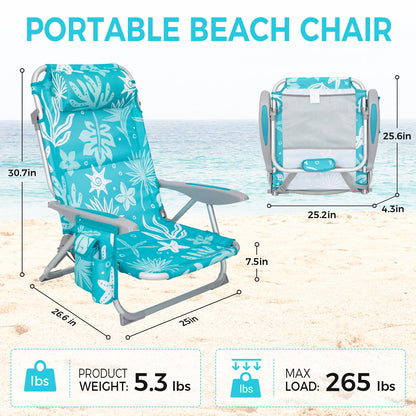 WEJOY Adjustable 4-Position Portable Reclining Beach Chair 「2024 New Color」