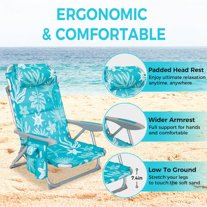 WEJOY Adjustable 4-Position Portable Reclining Beach Chair 「2024 New Color」