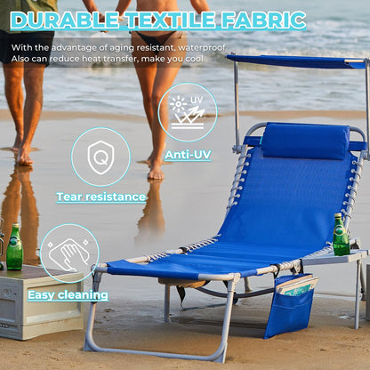 WEJOY Teslin Beach Lounge Chair Plus with Umbrella & Face Hole