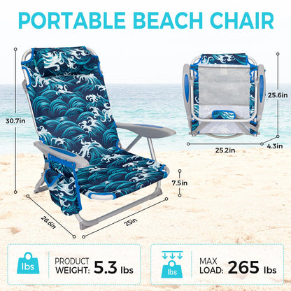 WEJOY Adjustable 4-Position Portable Reclining Beach Chair 「2024 New Color」