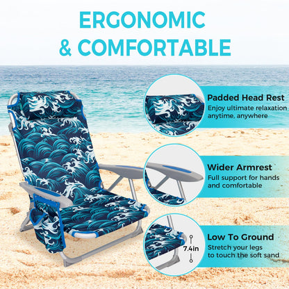 WEJOY Adjustable 4-Position Portable Reclining Beach Chair 「2024 New Color」