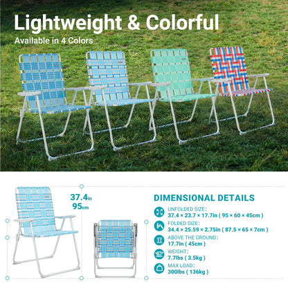 WEJOY 2 Pack Portable Folding Webbed Lawn Beach Chair