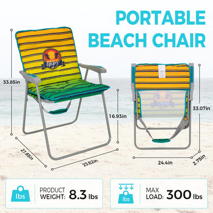 WEJOY High Back Beach Chair with Removeable Padded Cushion