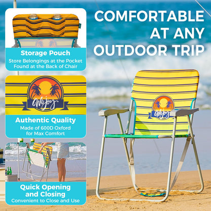 WEJOY High Back Beach Chair with Removeable Padded Cushion