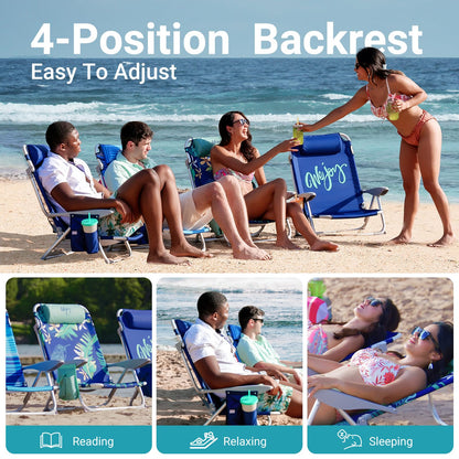 WEJOY Adjustable 4-Position Portable Reclining Beach Chair 「2024 New Color」