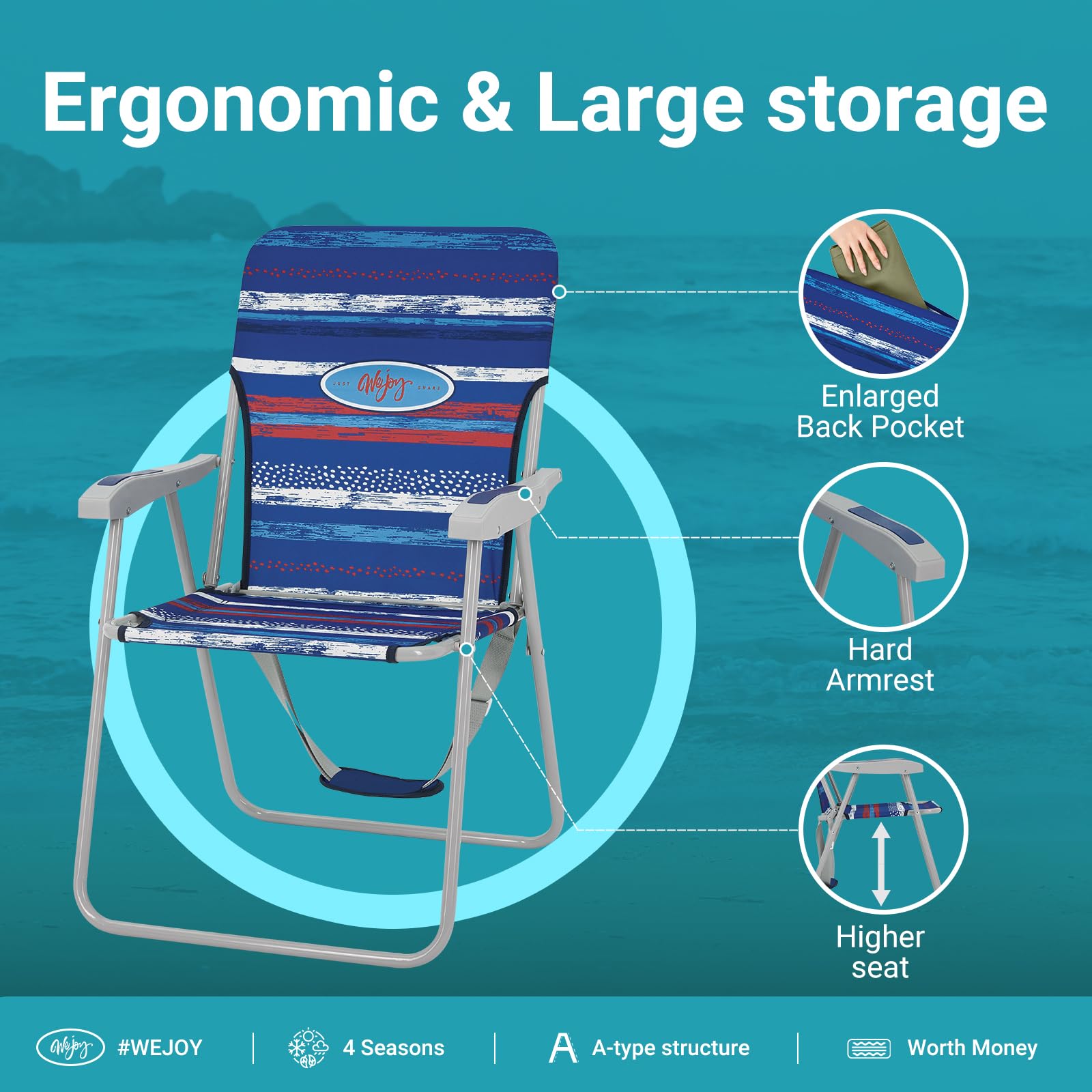 WEJOY Portable Folding High Back Lawn Beach Chair – WejoyOutdoor