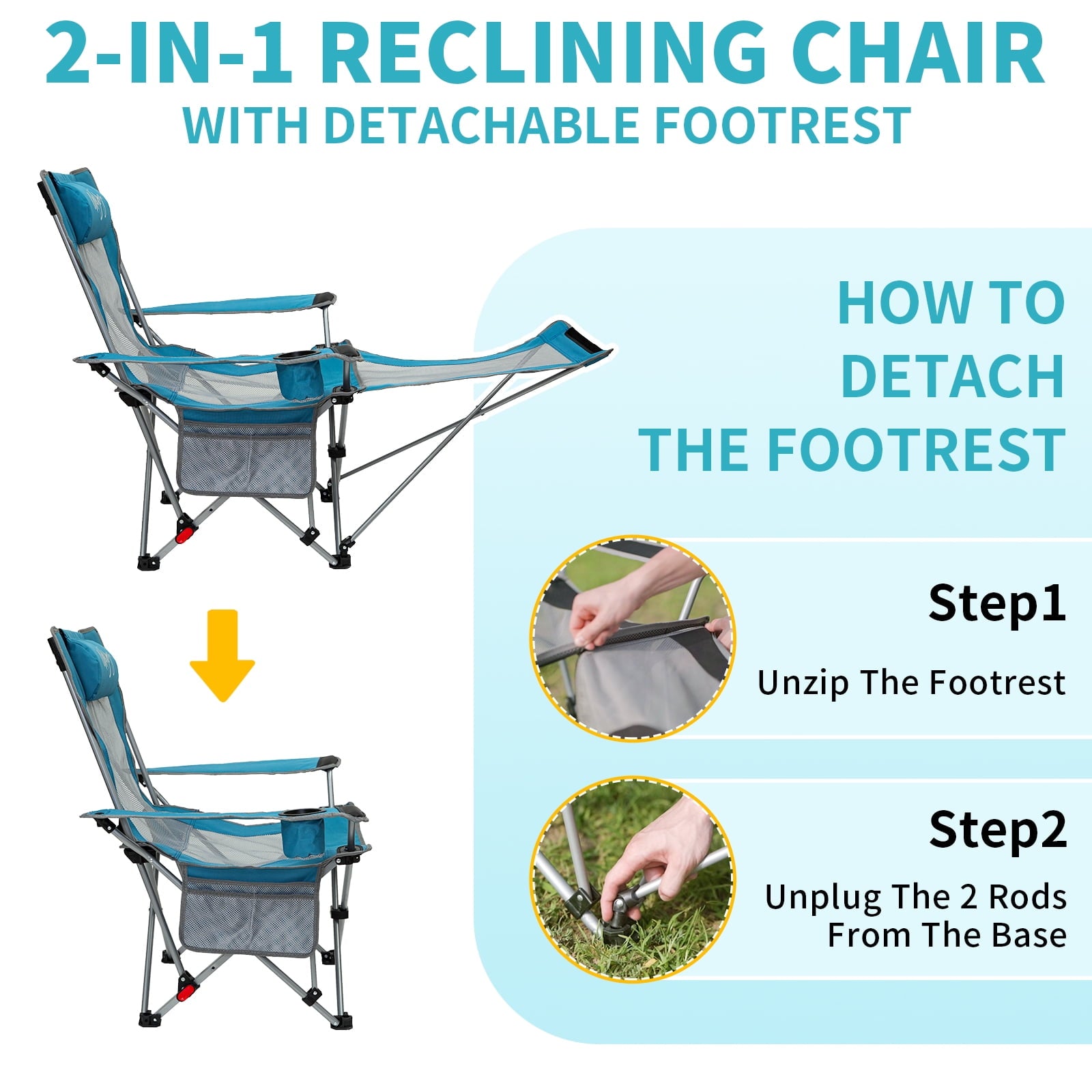 Plastic reclining garden discount chairs with footrest