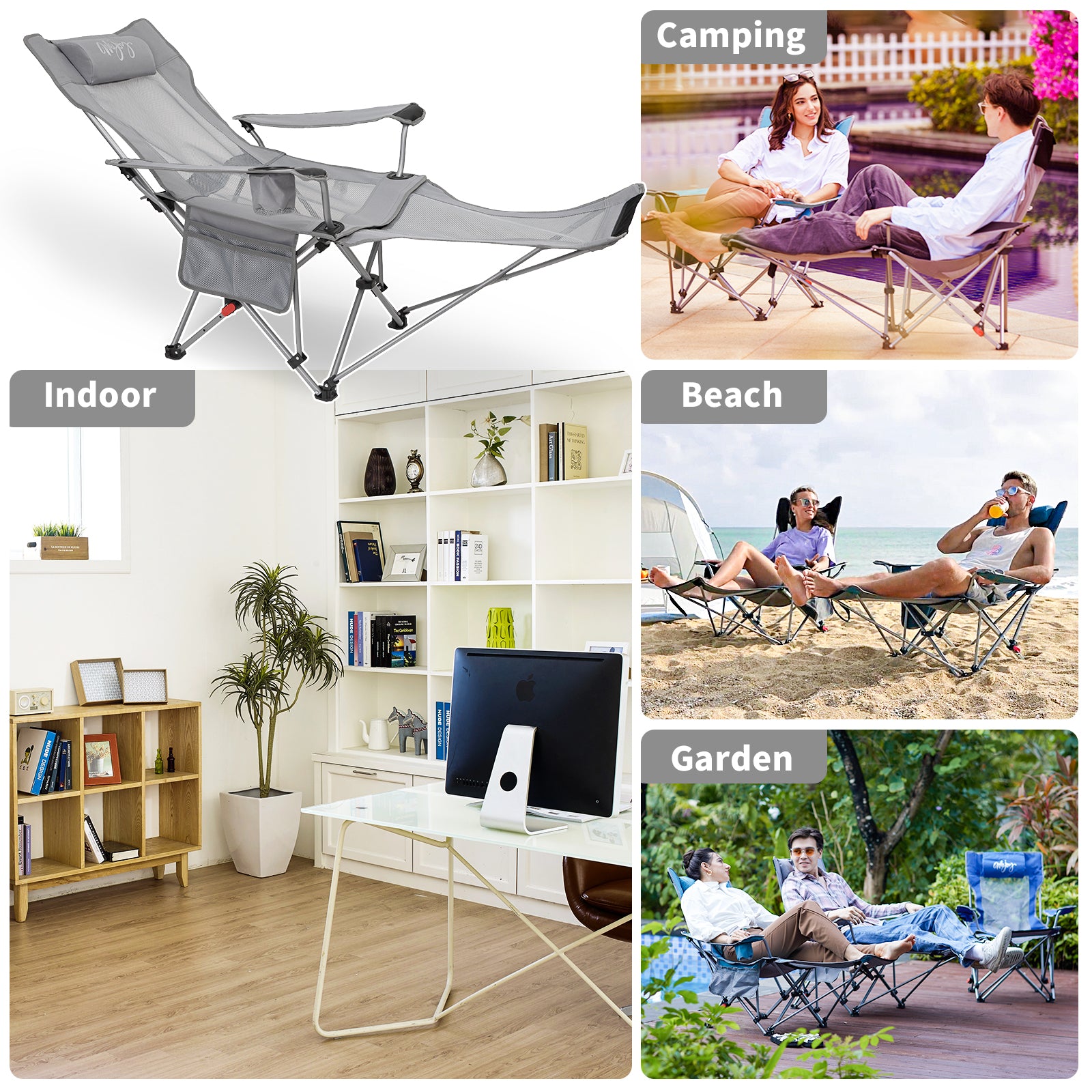 Camping chair with umbrella best sale and footrest