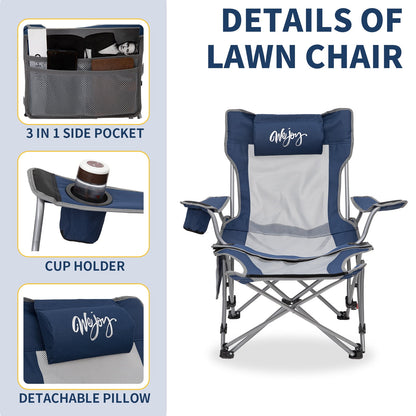 WEJOY 2-Pack Convertible Reclining Lawn Chair with 3 Adjustable Positions