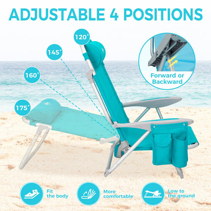 WEJOY Adjustable 4-Position Portable Reclining Beach Chair 「2024 New Color」