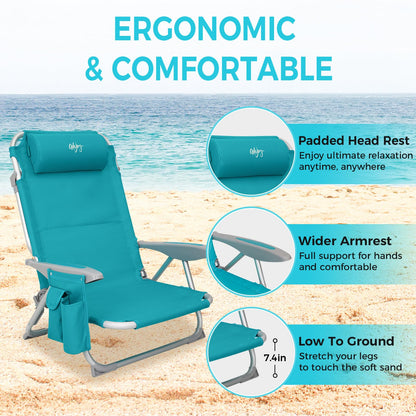 WEJOY Adjustable 4-Position Portable Reclining Beach Chair 「2024 New Color」